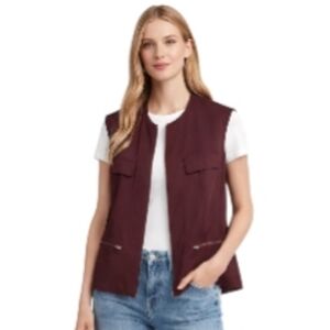 Anne Klein for Kenar Burgundy Sleeveless Vest Size 14 .
